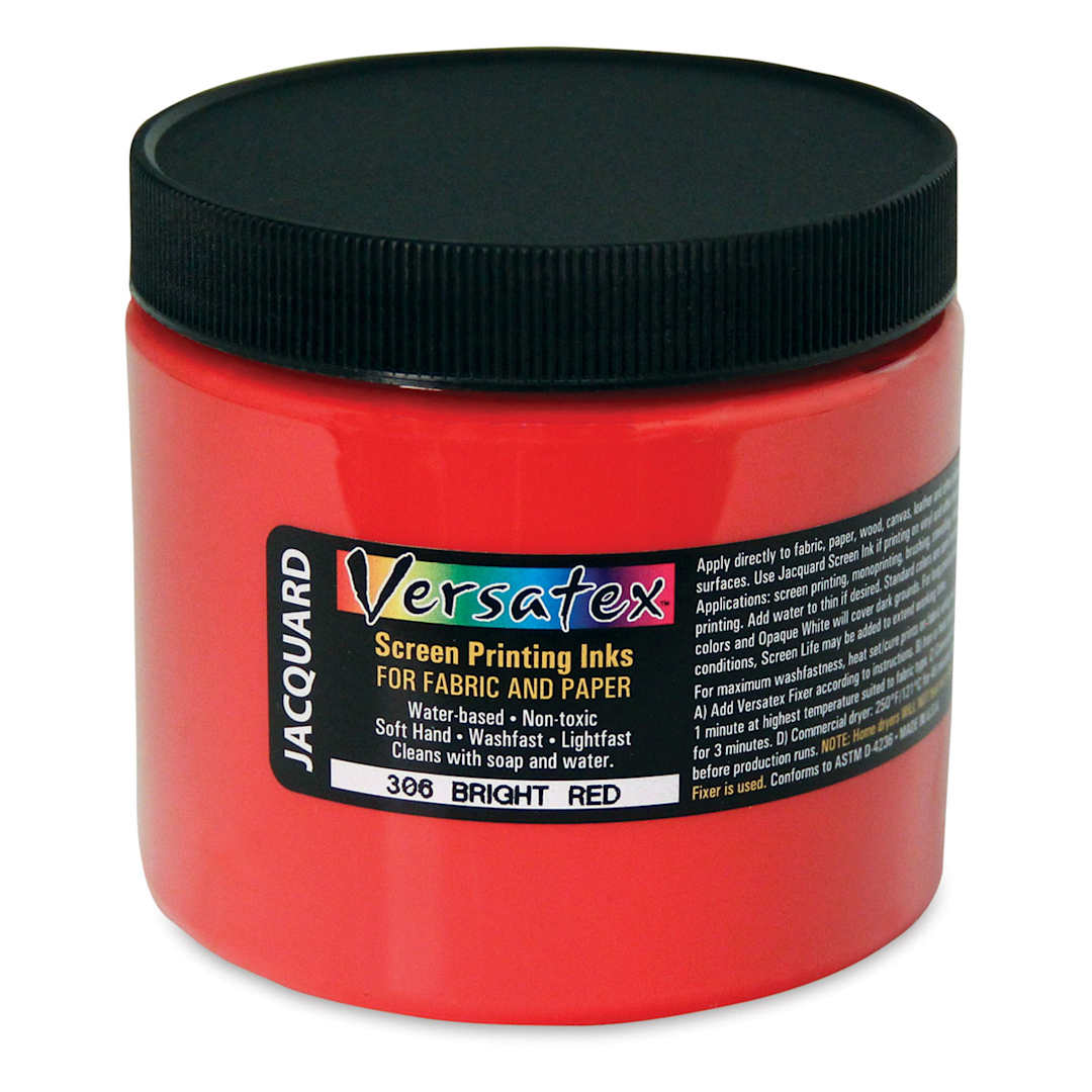 Open in modal - Jacquard Versatex Screen Printing Ink - Bright Red, 16 oz jar