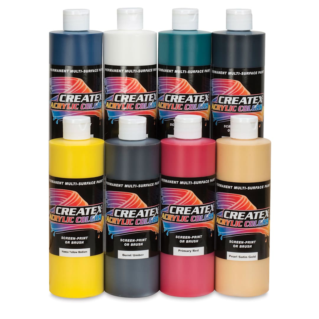 Open in modal - Createx Acrylics Paint Set - Assorted Colors, Set of 8 Pint bottles shown
