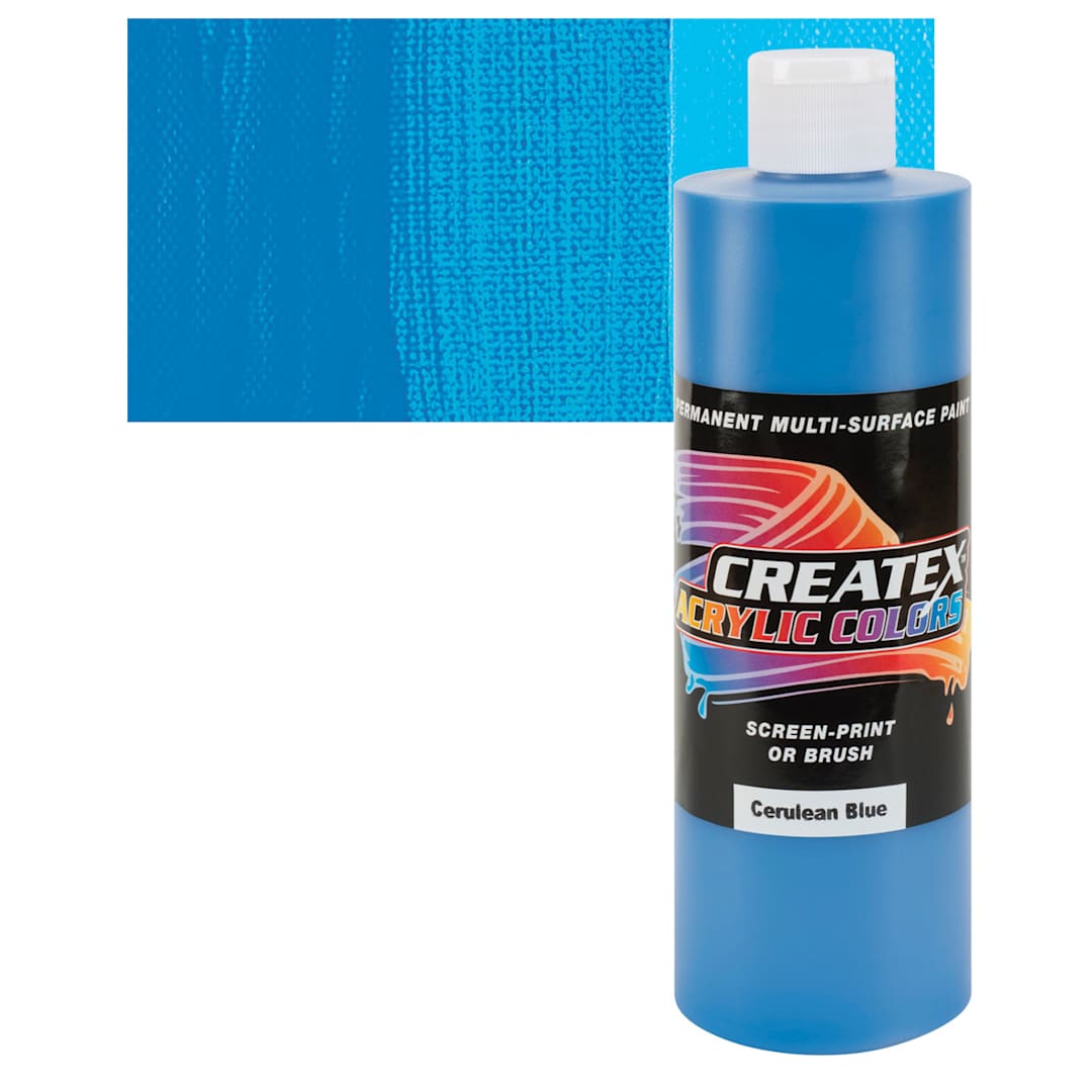 Open in modal - Createx Acrylic - Cerulean Blue, Pint and swatch