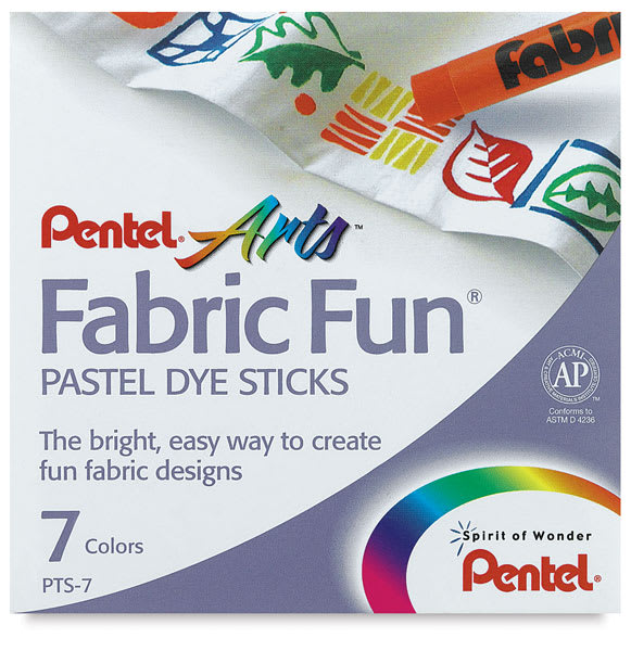Open in modal - Pentel Fabric Fun Fabric Pastels, Set of 7, front of the packaging.