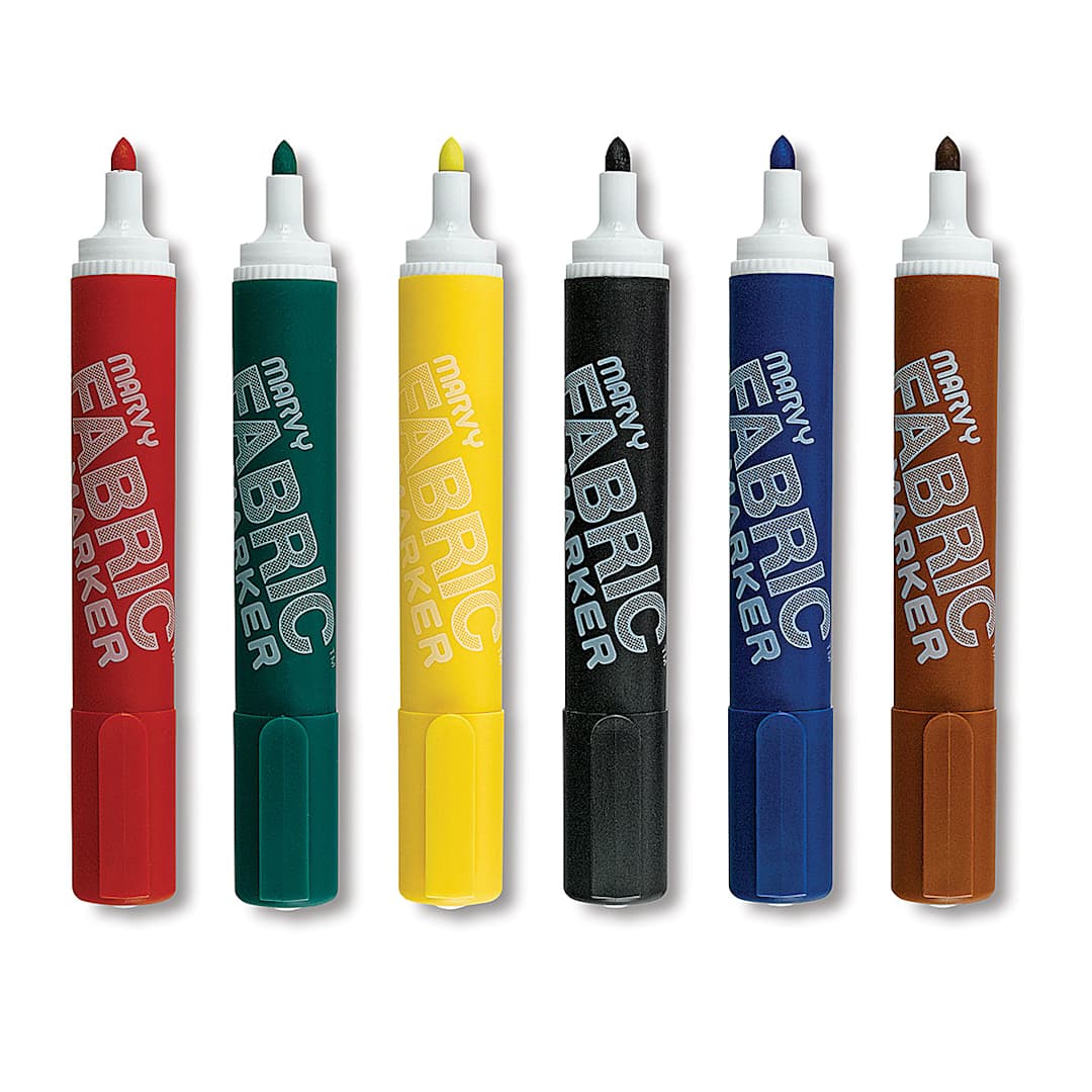 Open in modal - Marvy Fabric Markers - Primary Colors, Set of 6, laid out