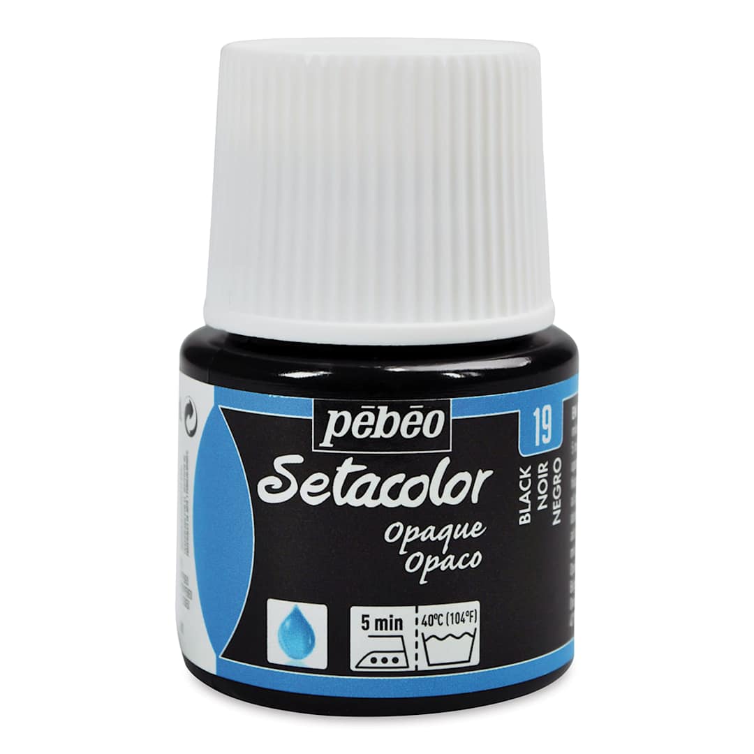 Open in modal - Pebeo Setacolor Fabric Paint - Black, Opaque, 45ml Bottle