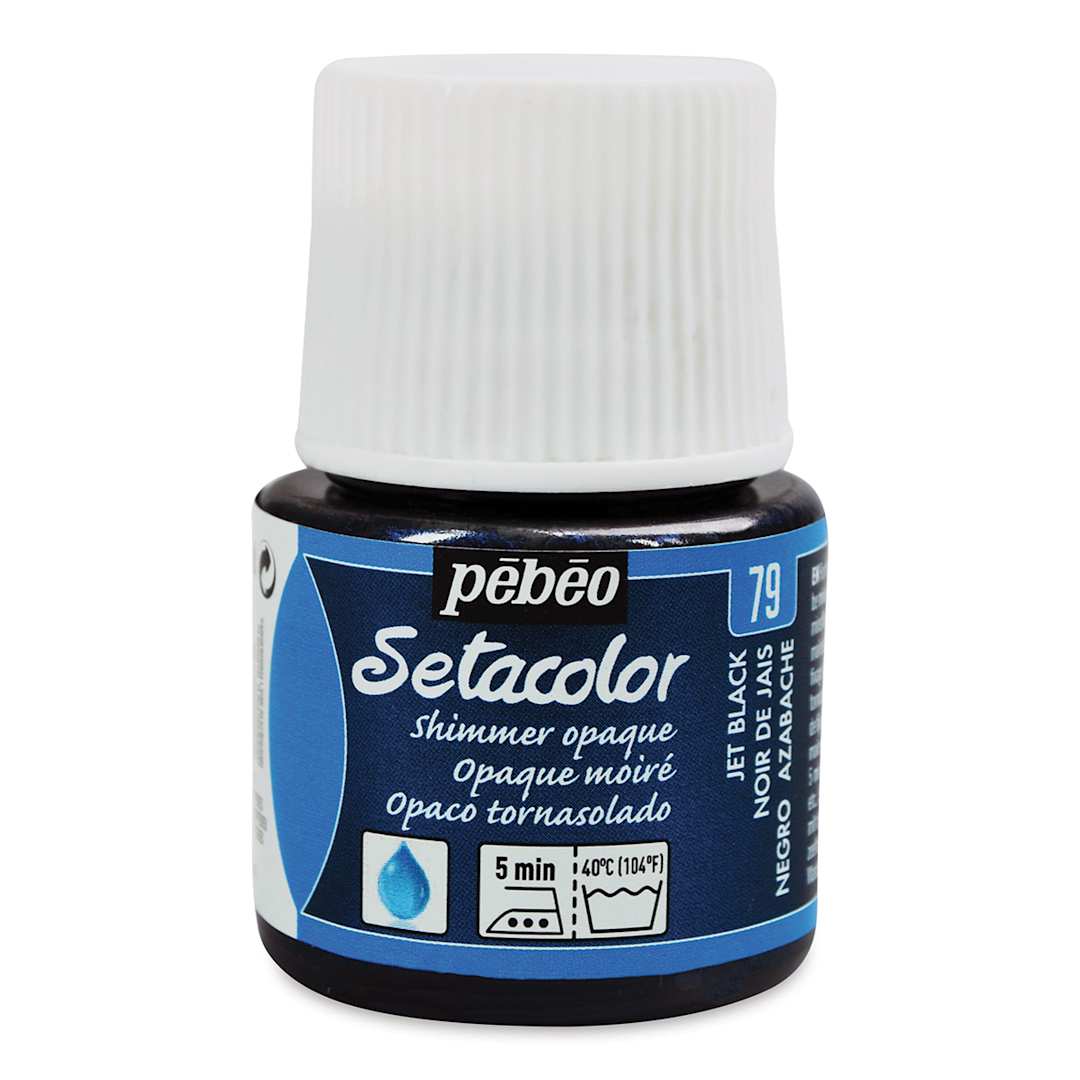 Open in modal - Pebeo Setacolor Fabric Paint - Black, Shimmer Opaque, 45ml Bottle