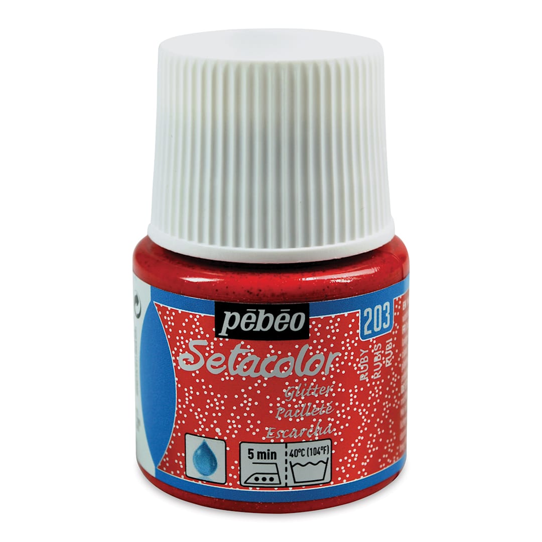 Open in modal - Pebeo Setacolor Fabric Paint - Ruby, Glitter, 45ml Bottle