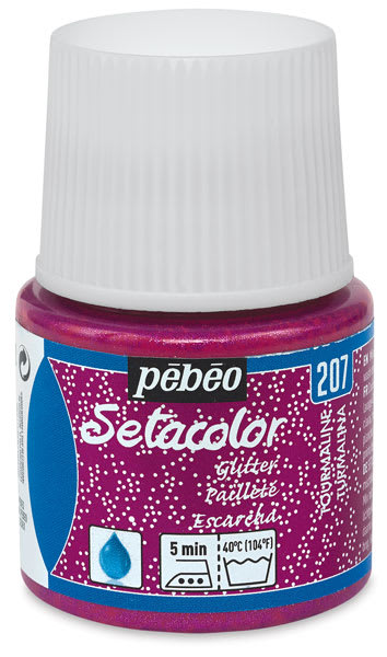 Open in modal - Pebeo Setacolor Fabric Paint - Front of Tourmaline Glitter Bottle
