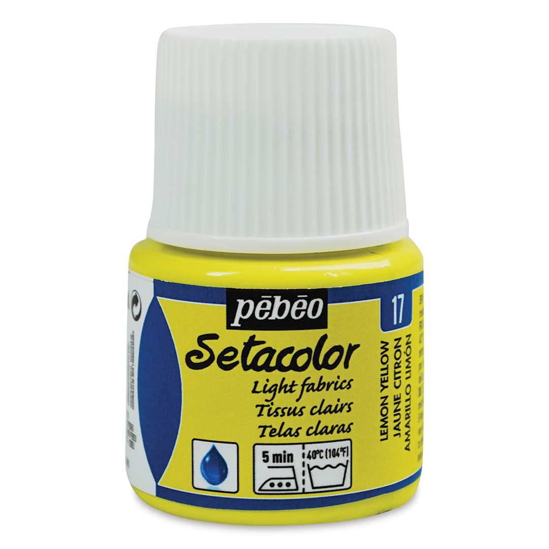 Open in modal - Pebeo Setacolor Fabric Paint - Lemon Yellow, Light Fabric, 45 ml bottle