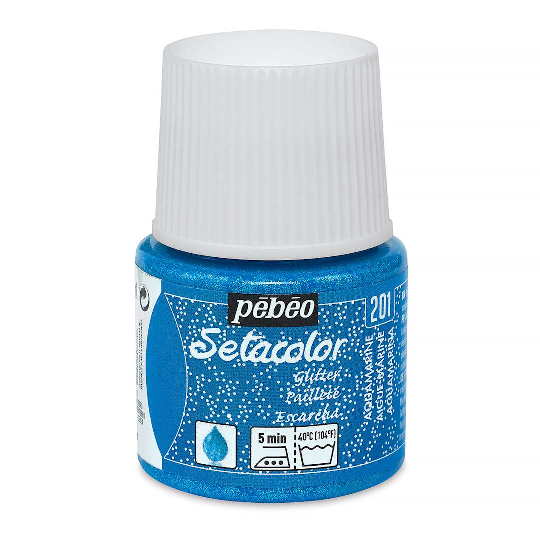 Open in modal - Pebeo Setacolor Fabric Paint - Aquamarine, Glitter, 45ml Bottle