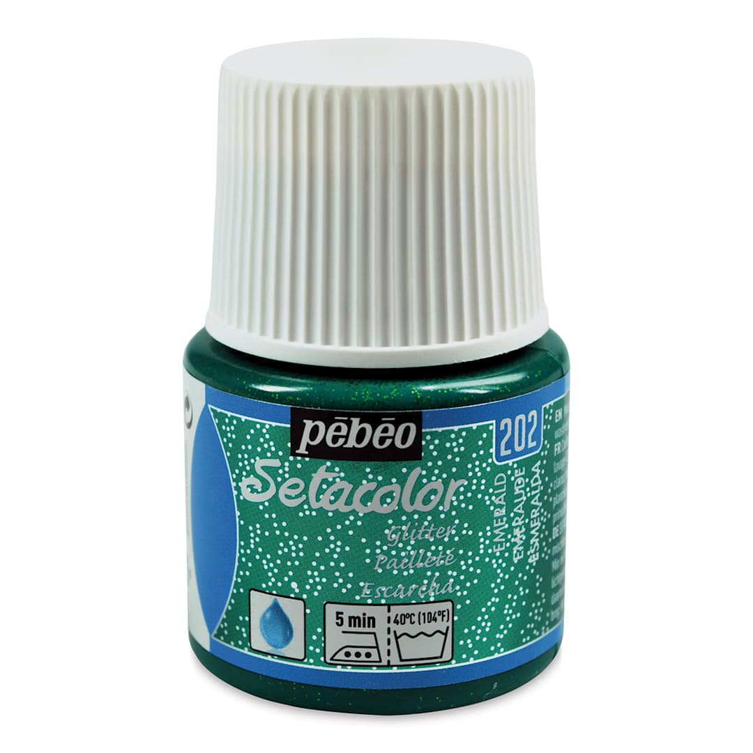 Open in modal - Pebeo Setacolor Fabric Paint - Emerald, Glitter, 45ml Bottle