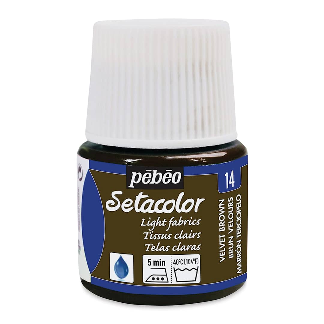 Open in modal - Pebeo Setacolor Fabric Paint - Velvet Brown, Light Fabric, 45 ml bottle