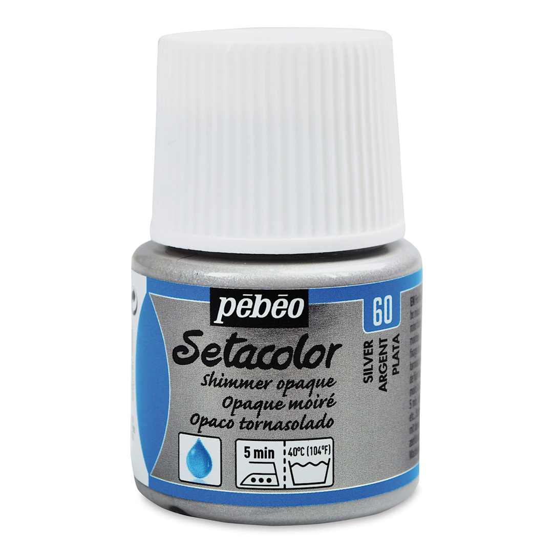 Open in modal - Pebeo Setacolor Fabric Paint - Silver, Shimmer Opaque, 45 ml bottle