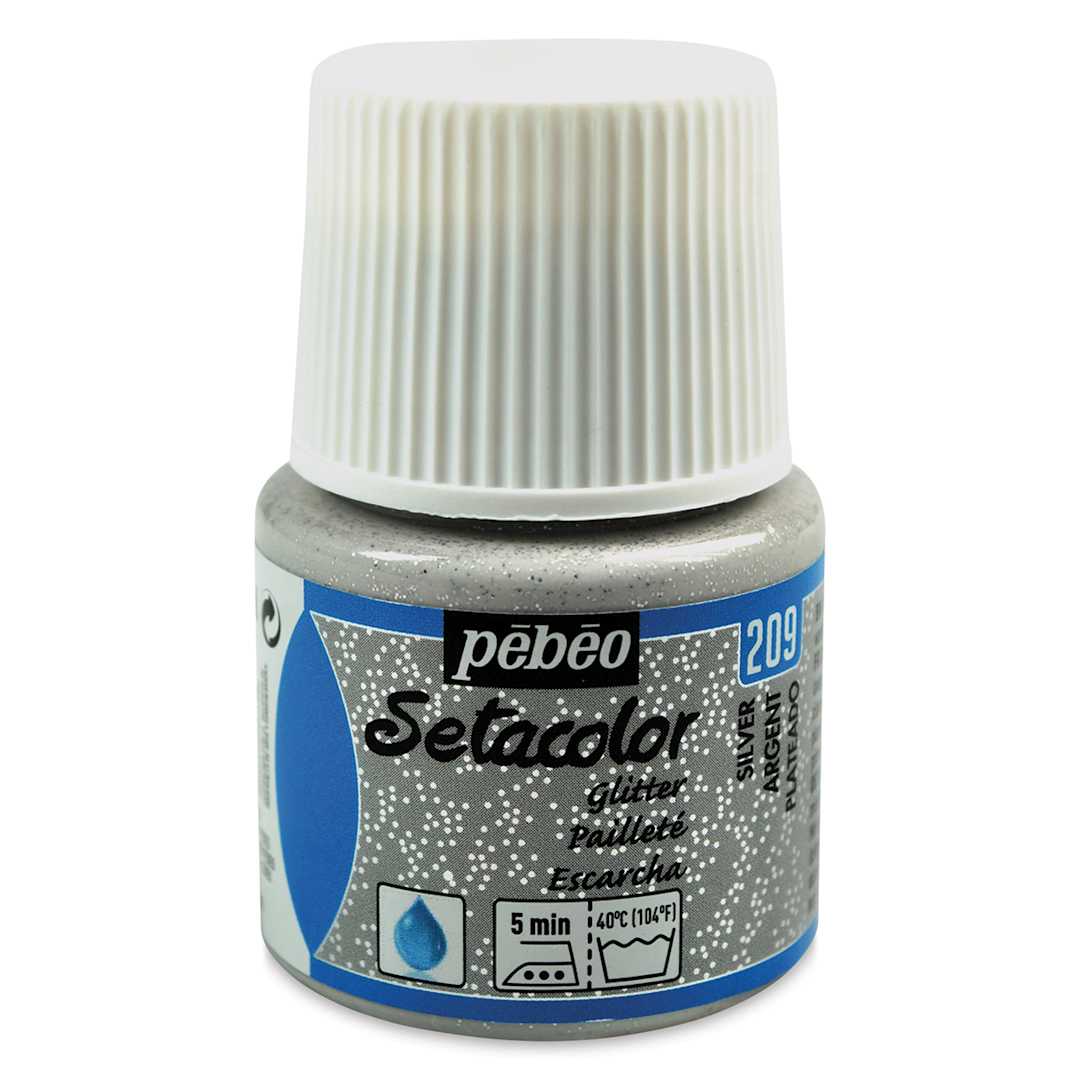 Open in modal - Pebeo Setacolor Fabric Paint - Silver, Light Fabric Glitter, 45 ml