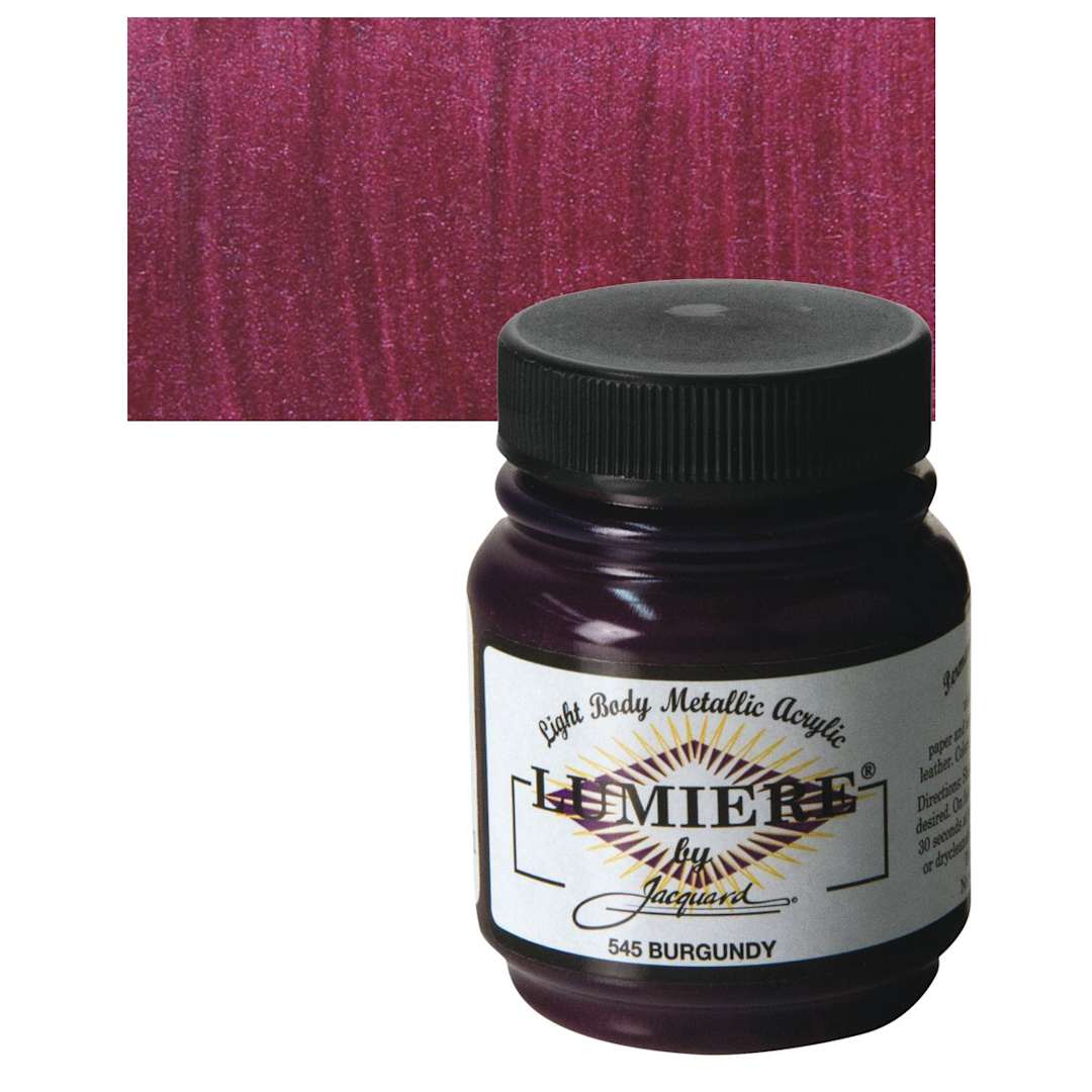 Open in modal - Jacquard Lumiere Acrylic - Burgundy, 2.25 oz jar and swatch
