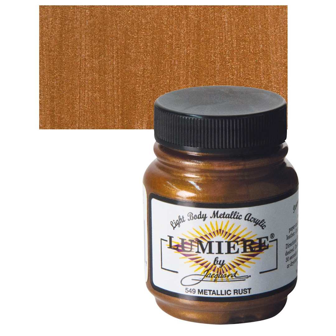 Open in modal - Jacquard Lumiere Acrylic - Metallic Rust, 2.25 oz jar and swatch