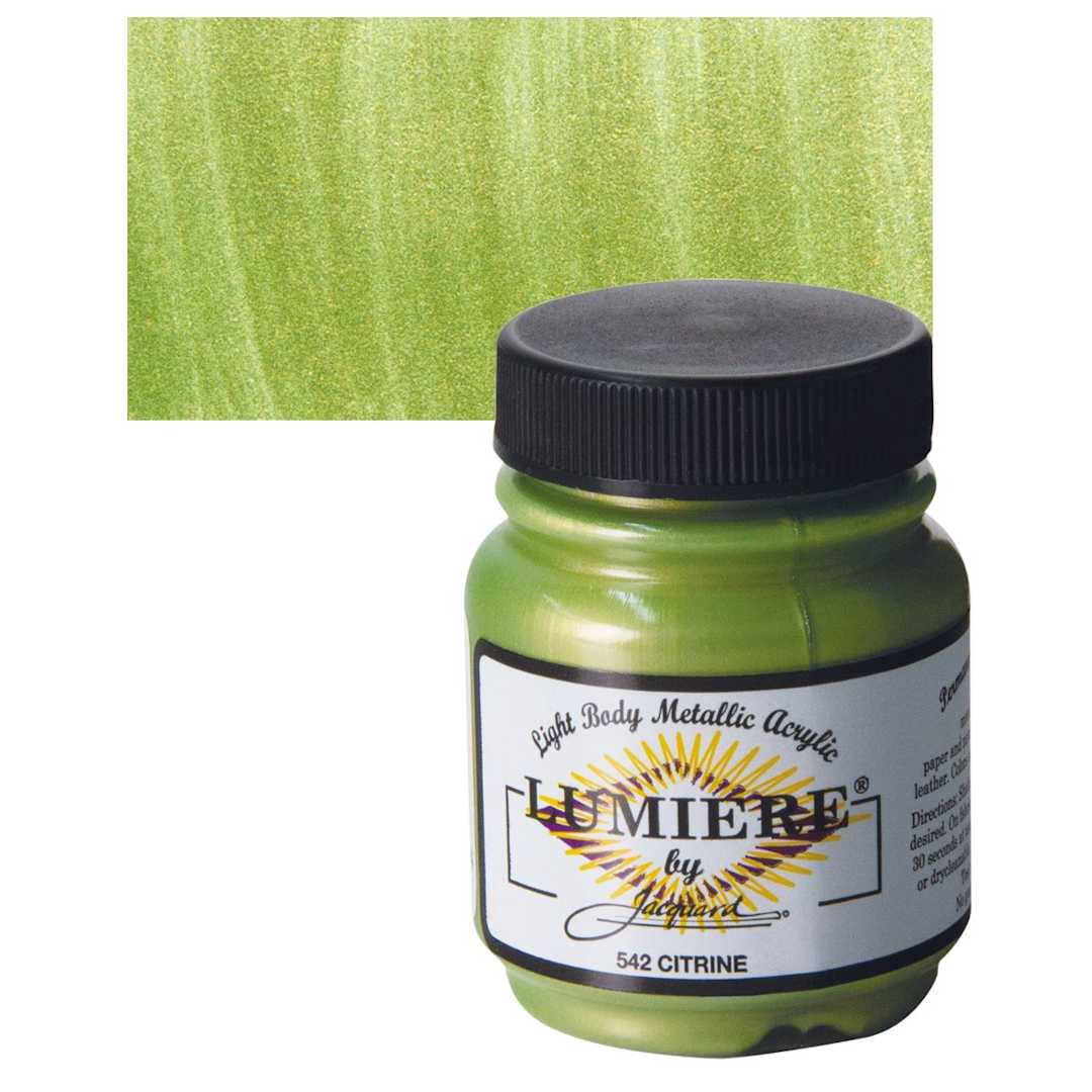 Open in modal - Jacquard Lumiere Acrylic - Citrine, 2.25 oz jar and swatch