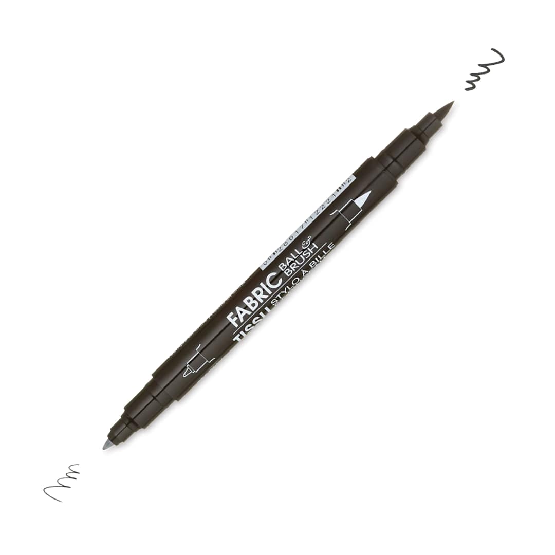 Open in modal - Marvy Uchida Dual-Tipped Ball & Brush Fabric Marker - Black