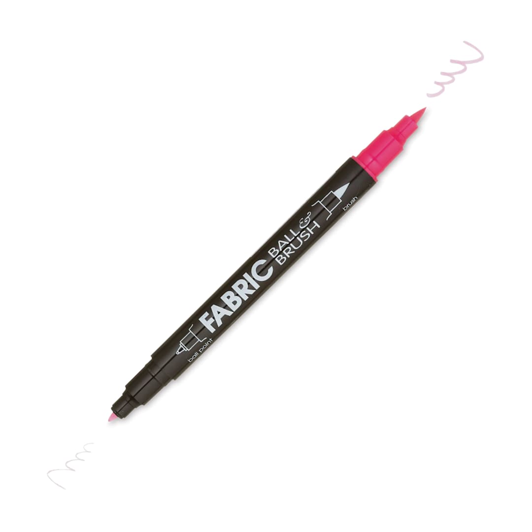 Open in modal - Marvy Uchida Dual-Tipped Ball & Brush Fabric Marker - Fluorescent Pink