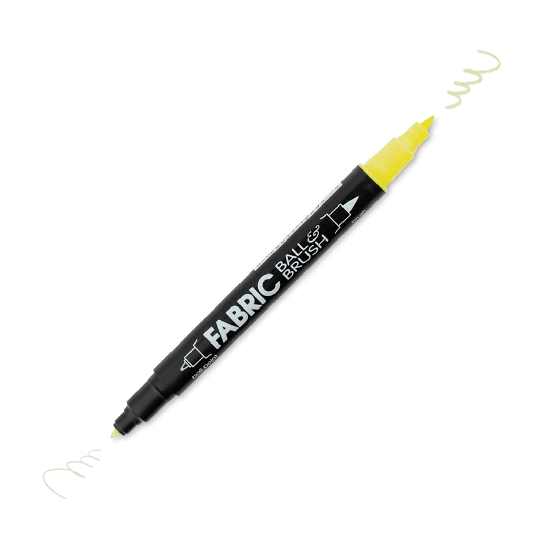 Open in modal - Marvy Uchida Dual-Tipped Ball & Brush Fabric Marker - Fluorescent Yellow