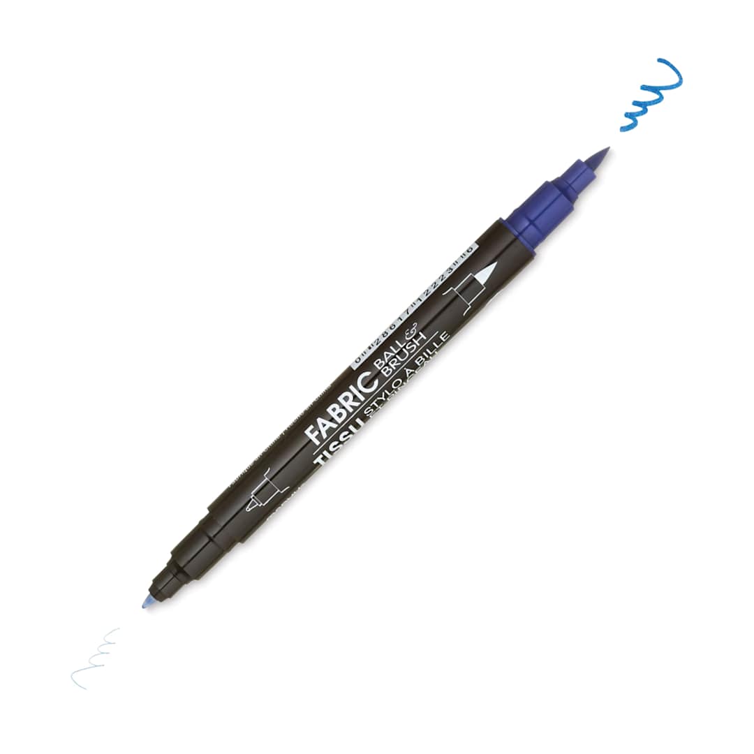 Open in modal - Marvy Uchida Dual-Tipped Ball & Brush Fabric Marker - Blue