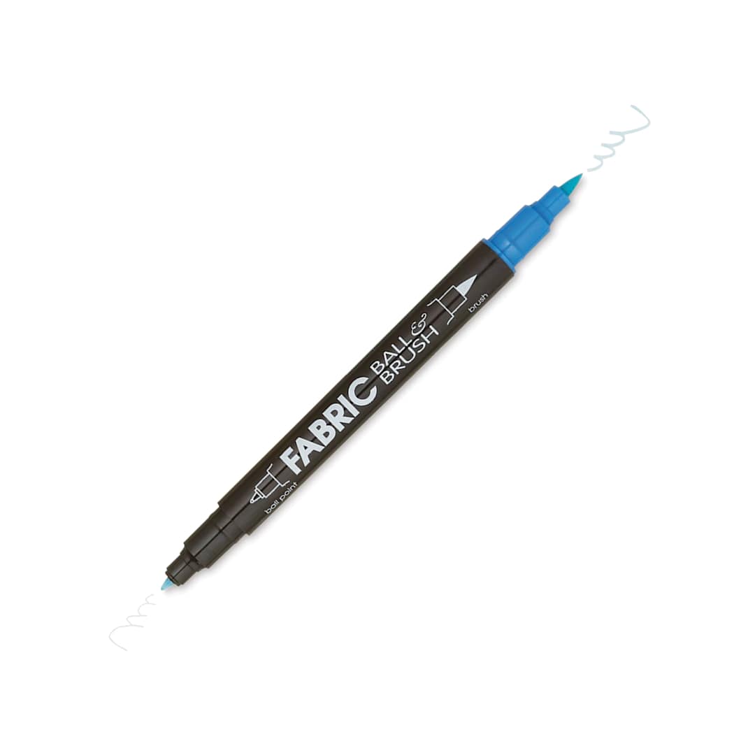 Open in modal - Marvy Uchida Dual-Tipped Ball & Brush Fabric Marker - Fluorescent Light Blue