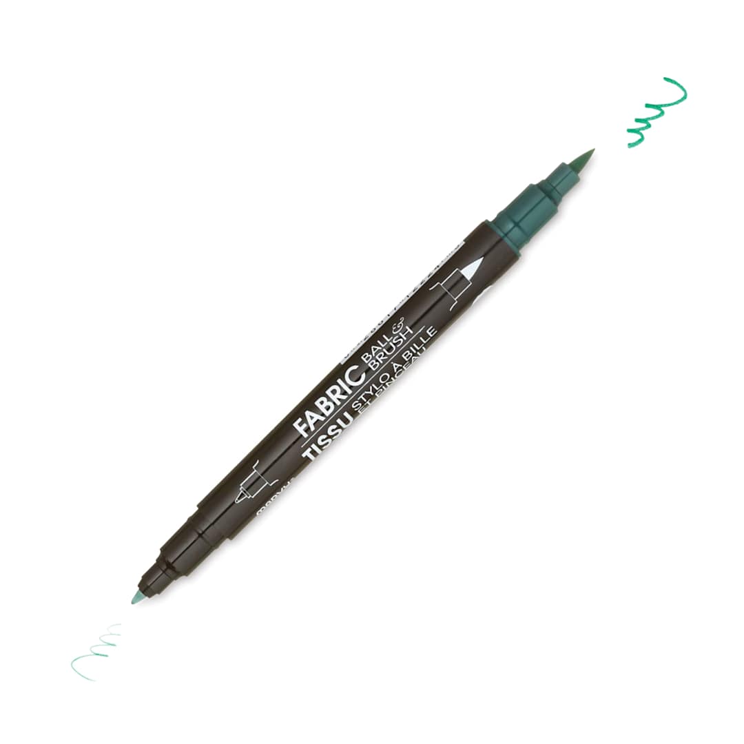 Open in modal - Marvy Uchida Dual-Tipped Ball & Brush Fabric Marker - Green