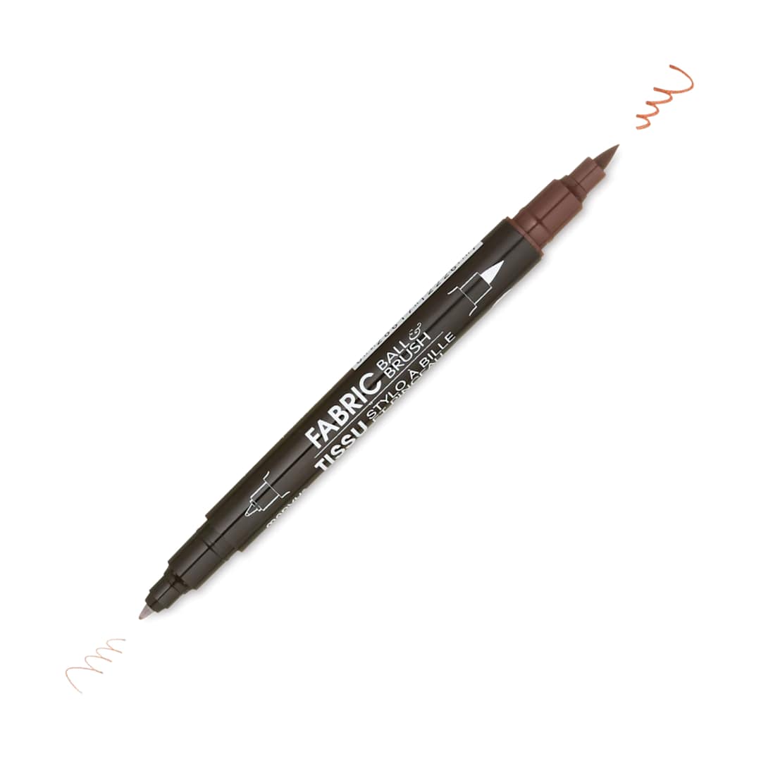Open in modal - Marvy Uchida Dual-Tipped Ball & Brush Fabric Marker - Brown