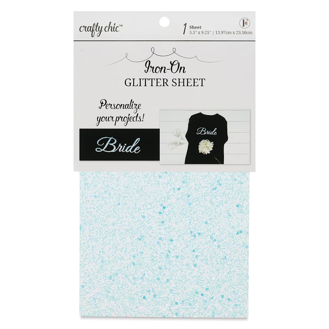 Open in modal - Crafty Chic Iron-On Glitter Sheet - Bride, 5.5" x 9.25" front of packaging