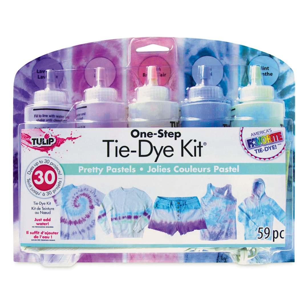 Open in modal - Tulip One-Step Tie-Dye Kit - Pretty Pastels, Kit of 5 Colors, front of the packaging