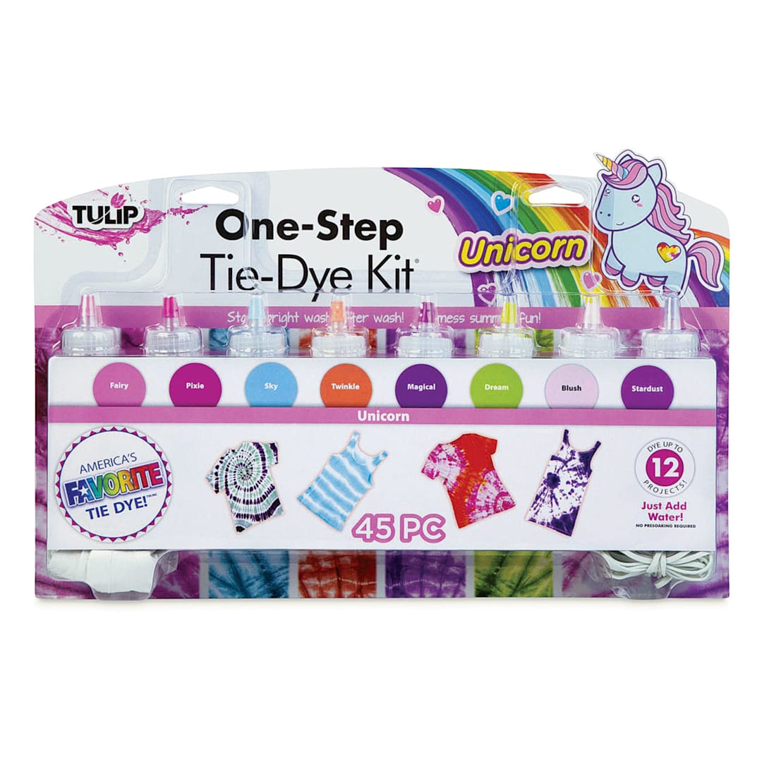 Open in modal - Tulip One-Step Tie-Dye Kit - Unicorn, Kit of 8 Colors, front of the packaging