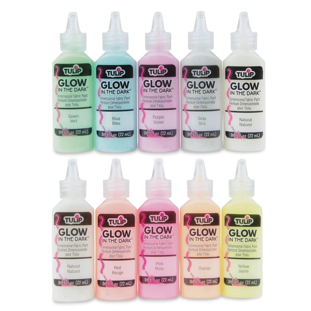 Open in modal - Tulip Dimensional Fabric Paint Set - Puff Glow in the Dark, Set of 10 (out of packaging)