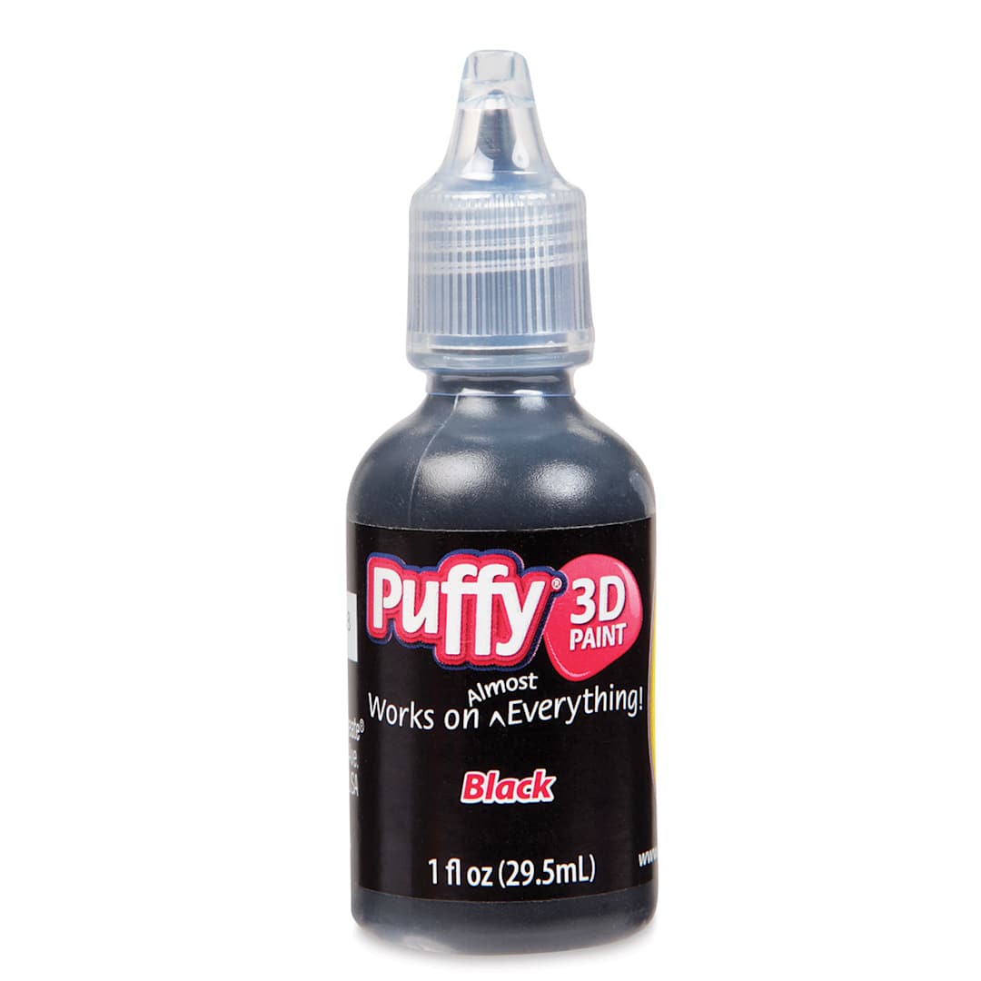Open in modal - Tulip Dimensional Fabric Paint - Black, Puffy, 1 oz bottle shown