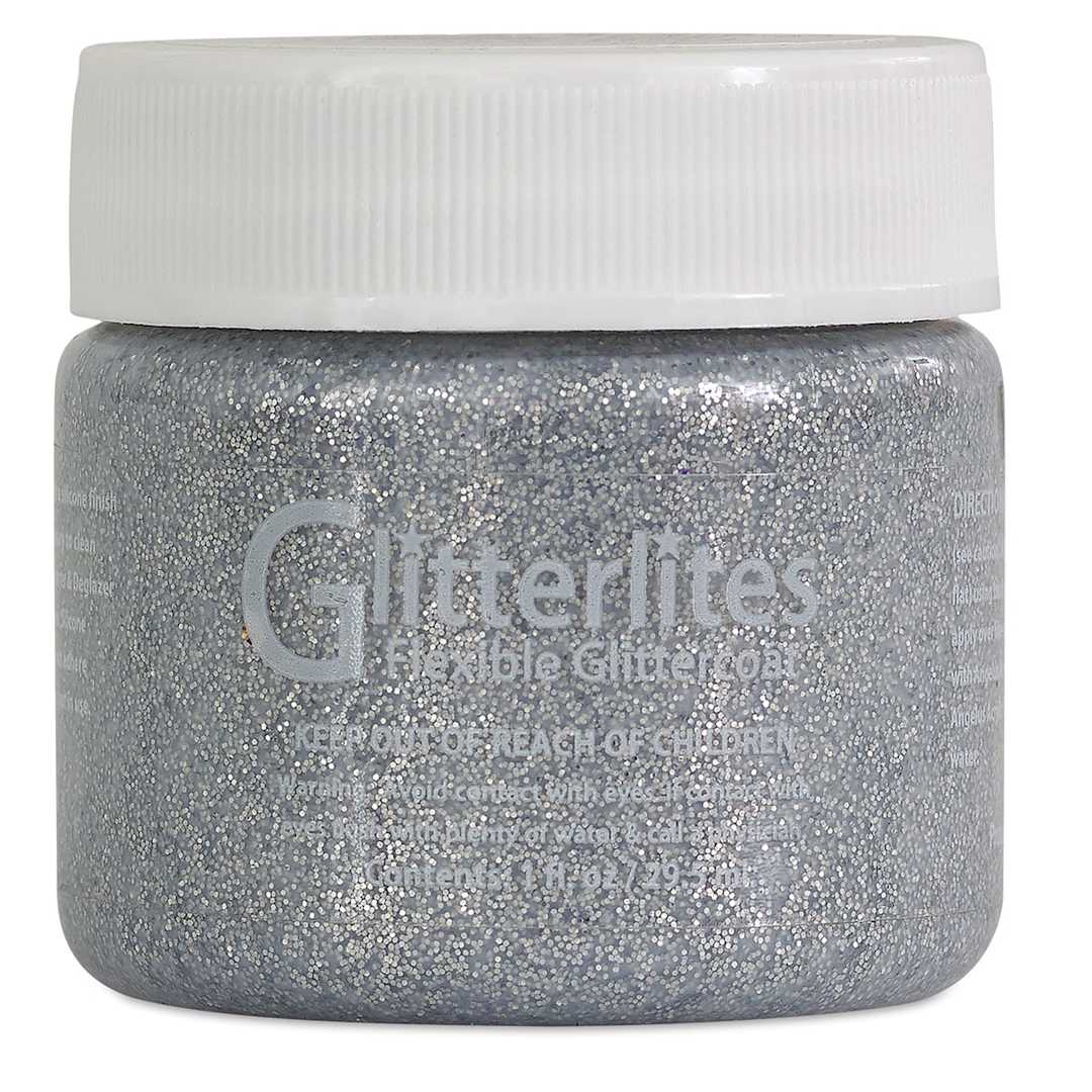 Open in modal - Angelus Glitterlites Flexible Glittercoat Paint - Silver Spark, 1 oz