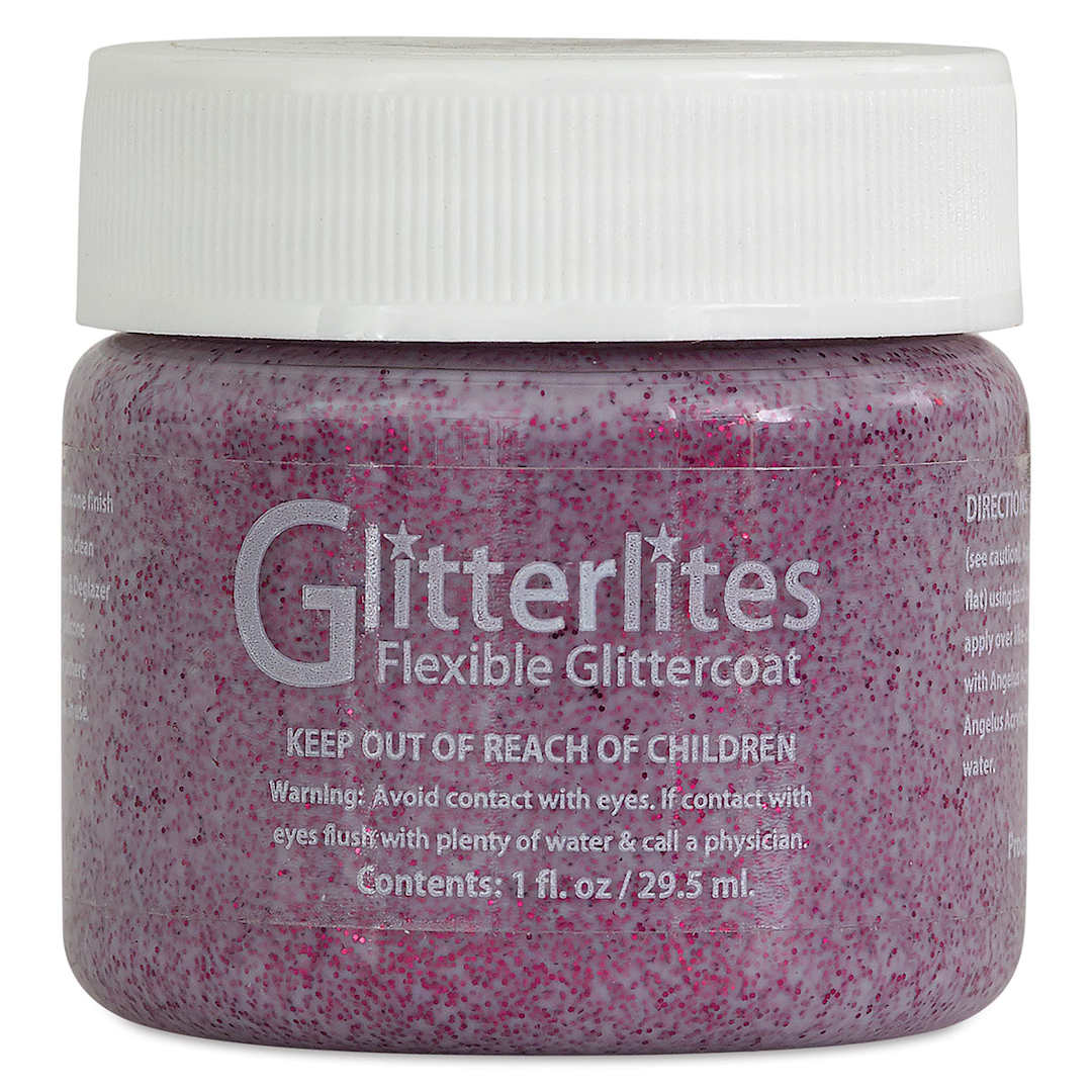 Open in modal - Angelus Glitterlites Flexible Glittercoat Paint - Razzberry, 1 oz