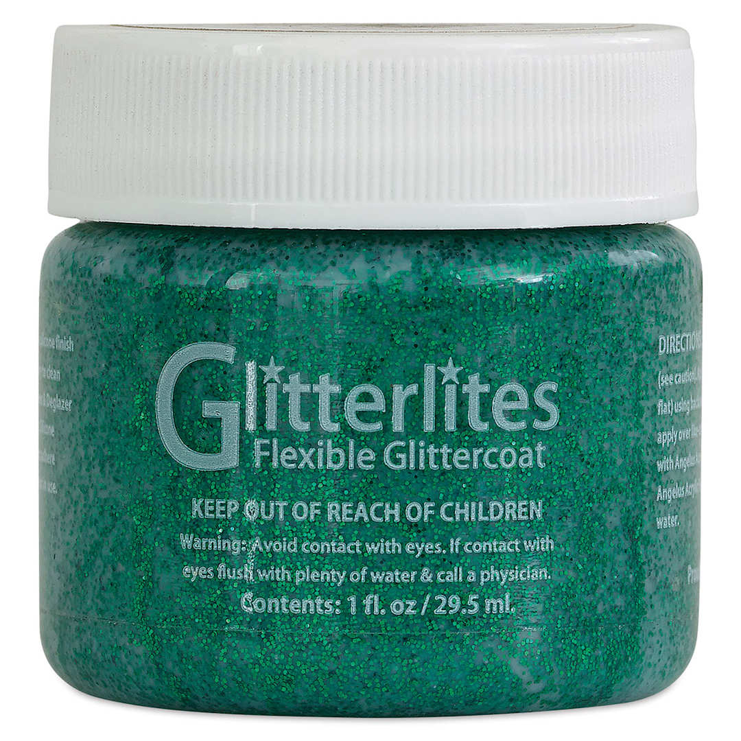 Open in modal - Angelus Glitterlites Flexible Glittercoat Paint - Emerald, 1 oz