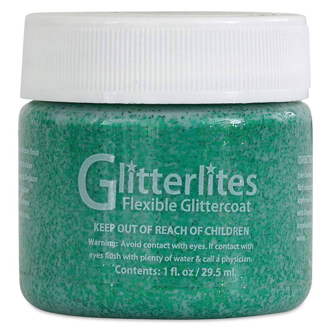 Open in modal - Angelus Glitterlites Flexible Glittercoat Paint - Kelly Green, 1 oz
