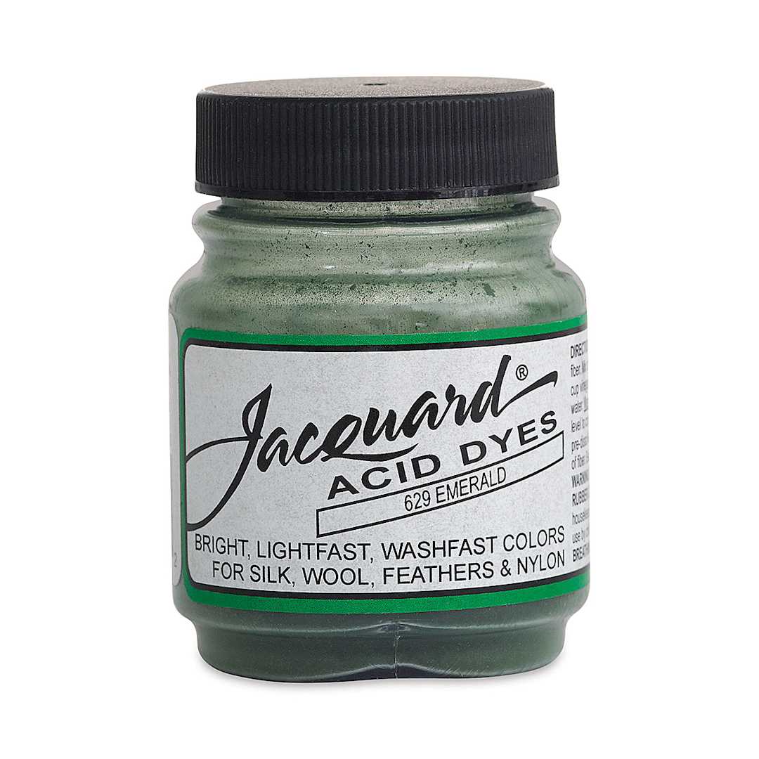 Open in modal - Jacquard Acid Dye - Front of .5 oz Emerald Jar