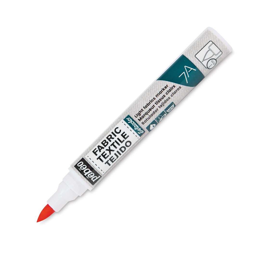 Open in modal - Pebeo 7A Light Fabric Brush Marker - Red, 1 mm (Cap off)