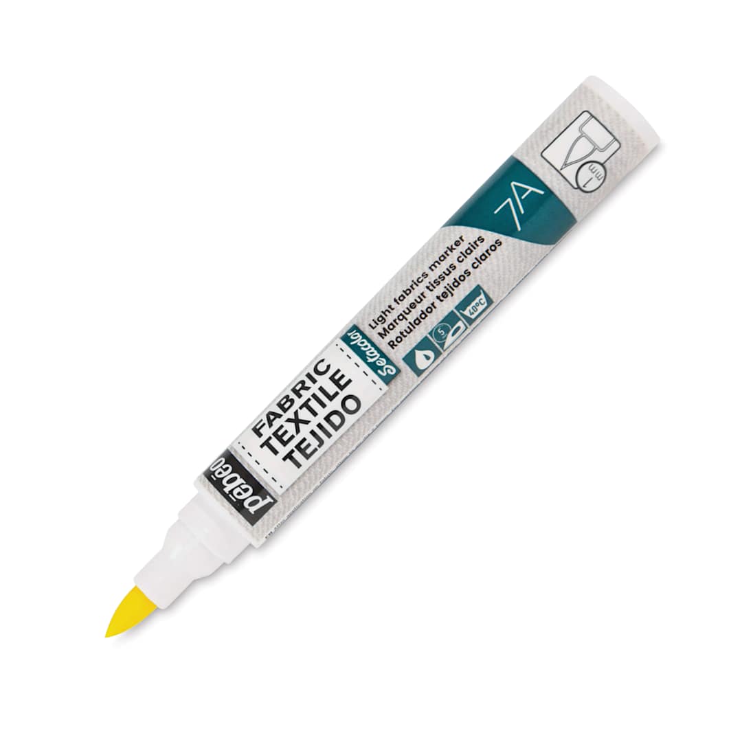 Open in modal - Pebeo 7A Light Fabric Brush Marker - Yellow, 1 mm (Cap off)