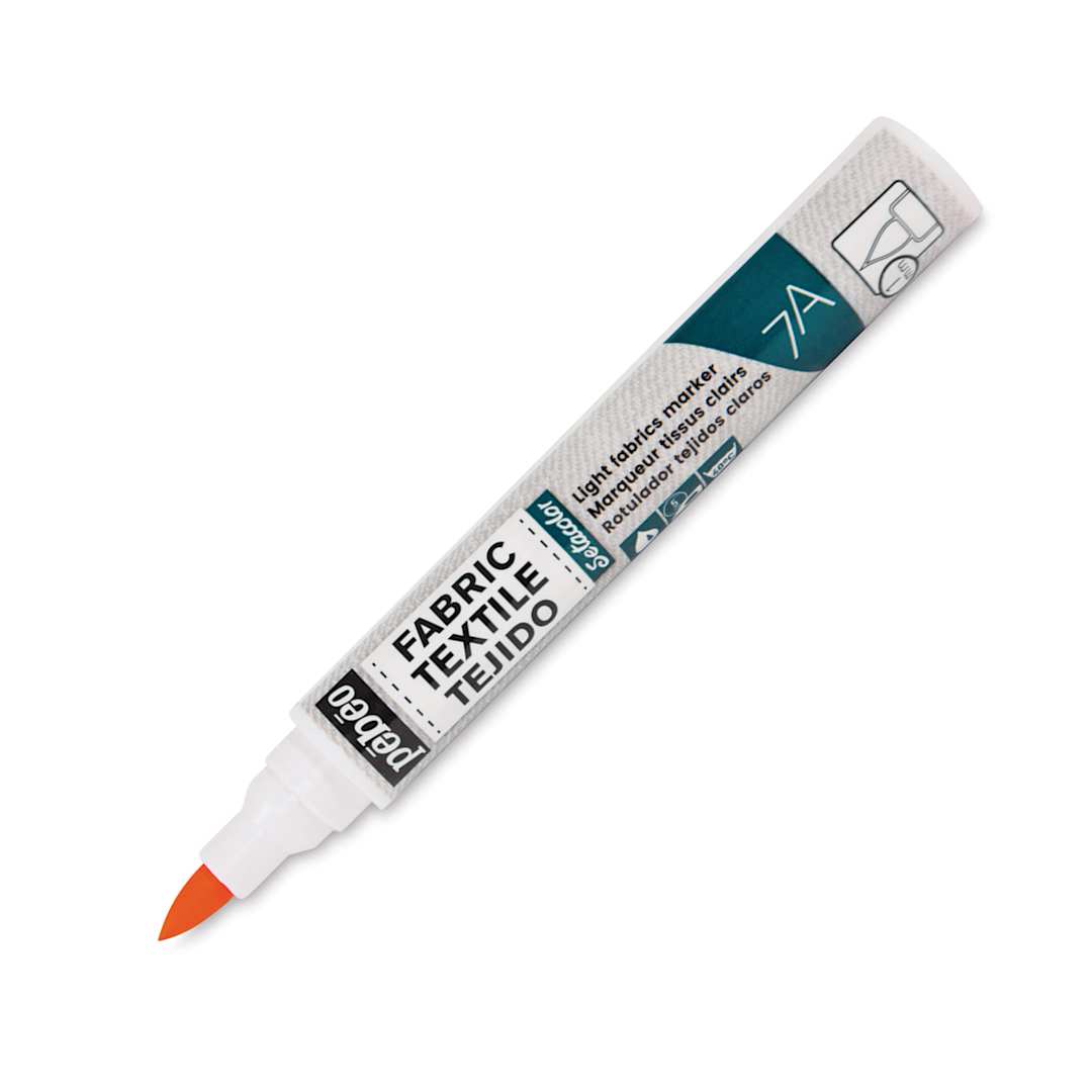 Open in modal - Pebeo 7A Light Fabric Brush Marker - Orange, 1 mm (Cap off)