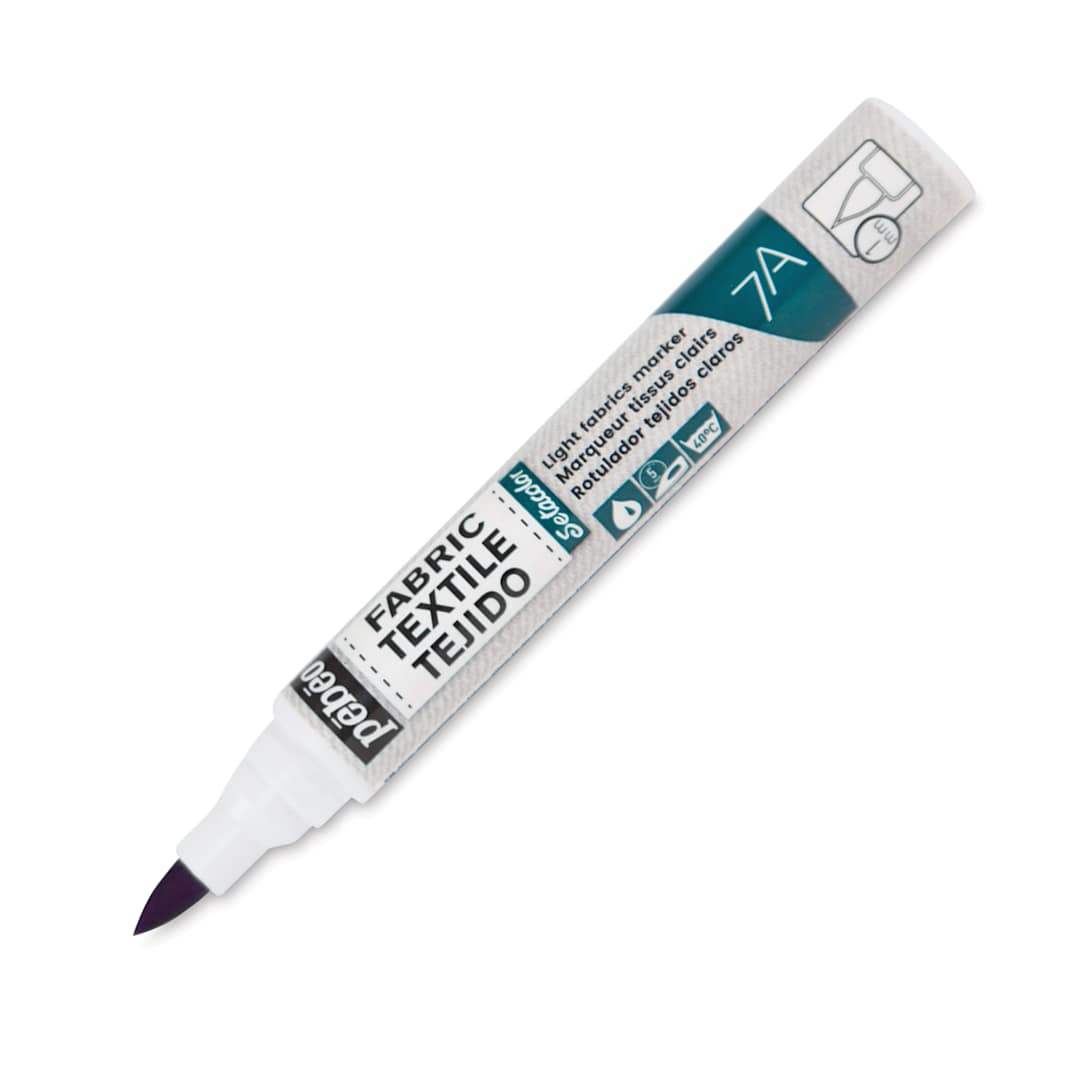 Open in modal - Pebeo 7A Light Fabric Brush Marker - Blue, 1 mm (Cap off)