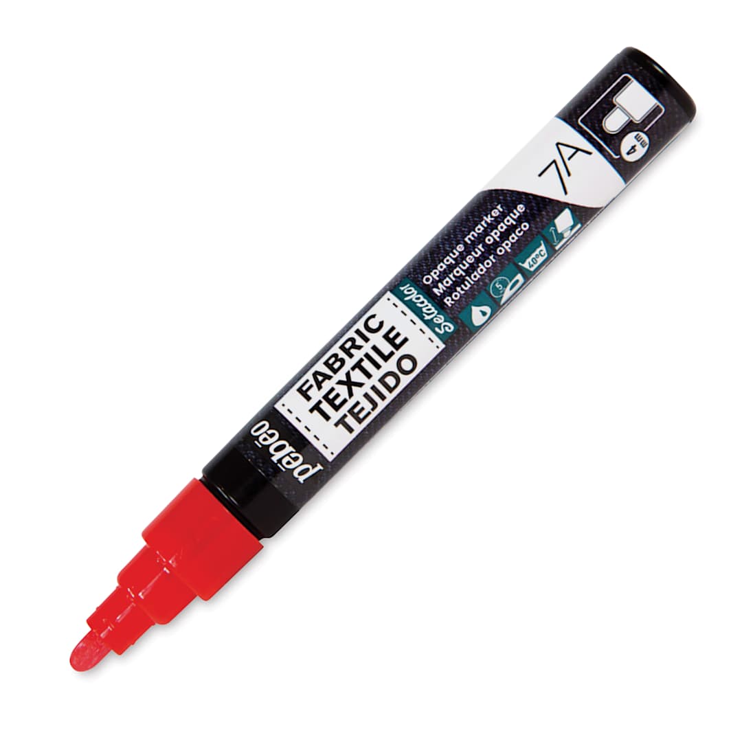 Open in modal - Pebeo 7A Opaque Fabric Marker - Red, 4 mm (Cap off)