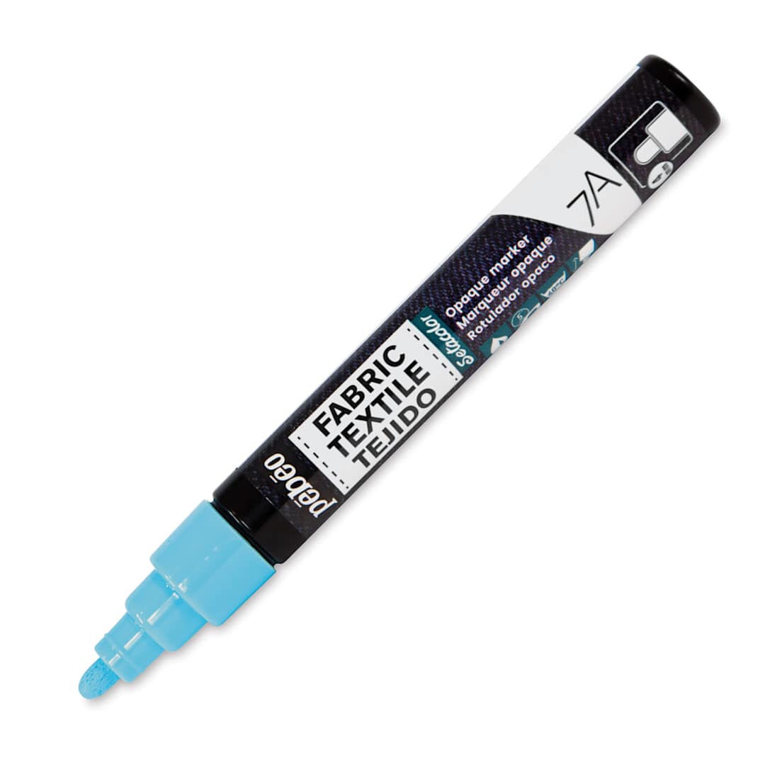 Open in modal - Pebeo 7A Opaque Fabric Marker - Pastel Blue, 4 mm (Cap off)