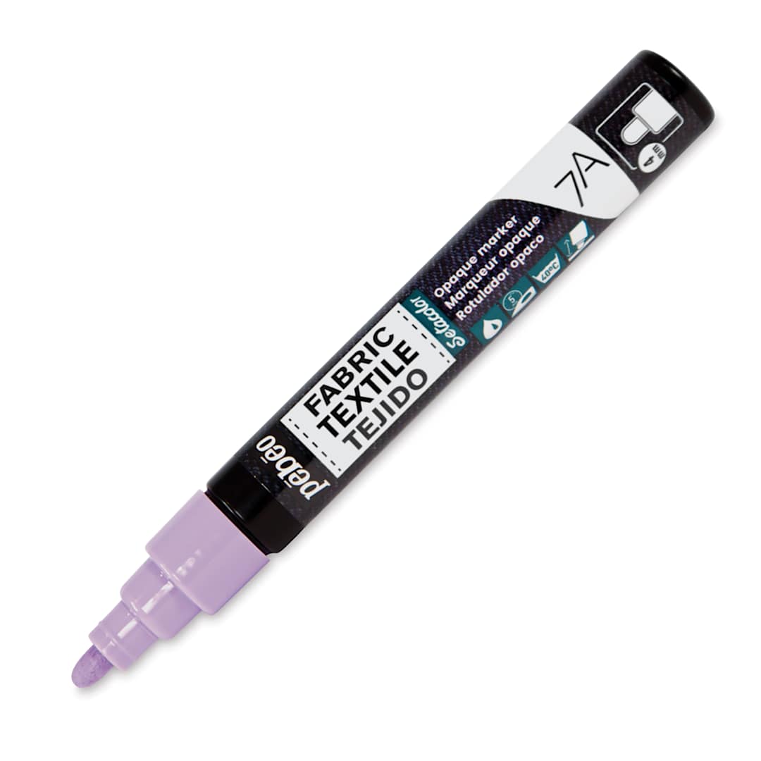 Open in modal - Pebeo 7A Opaque Fabric Marker - Pastel Violet, 4 mm (Cap off)