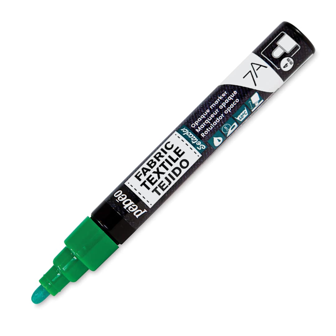 Open in modal - Pebeo 7A Opaque Fabric Marker - Green, 4 mm (Cap off)