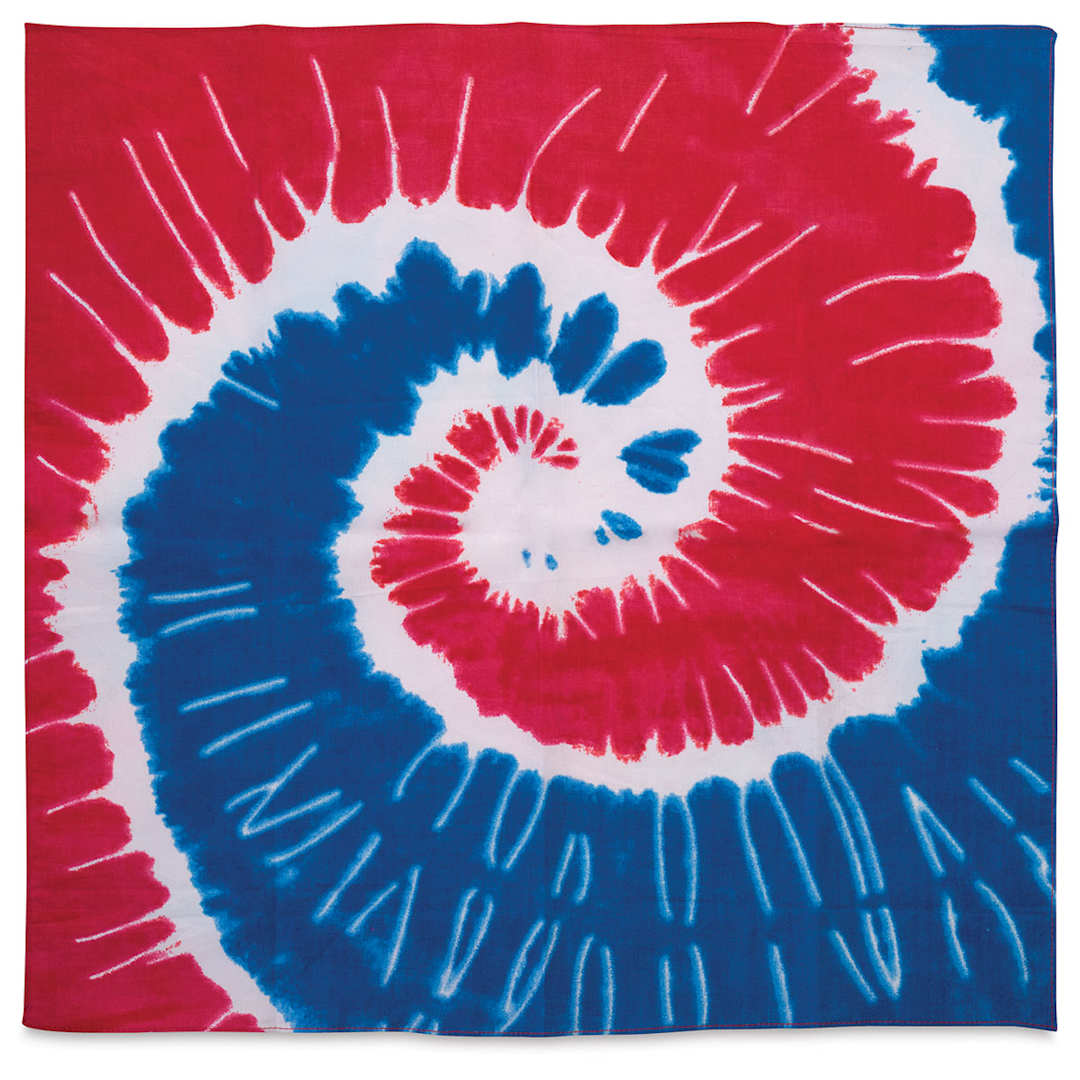 Open in modal - Carolina Tie Dye Bandana - Patriotic Swirl Bandana unfolded
