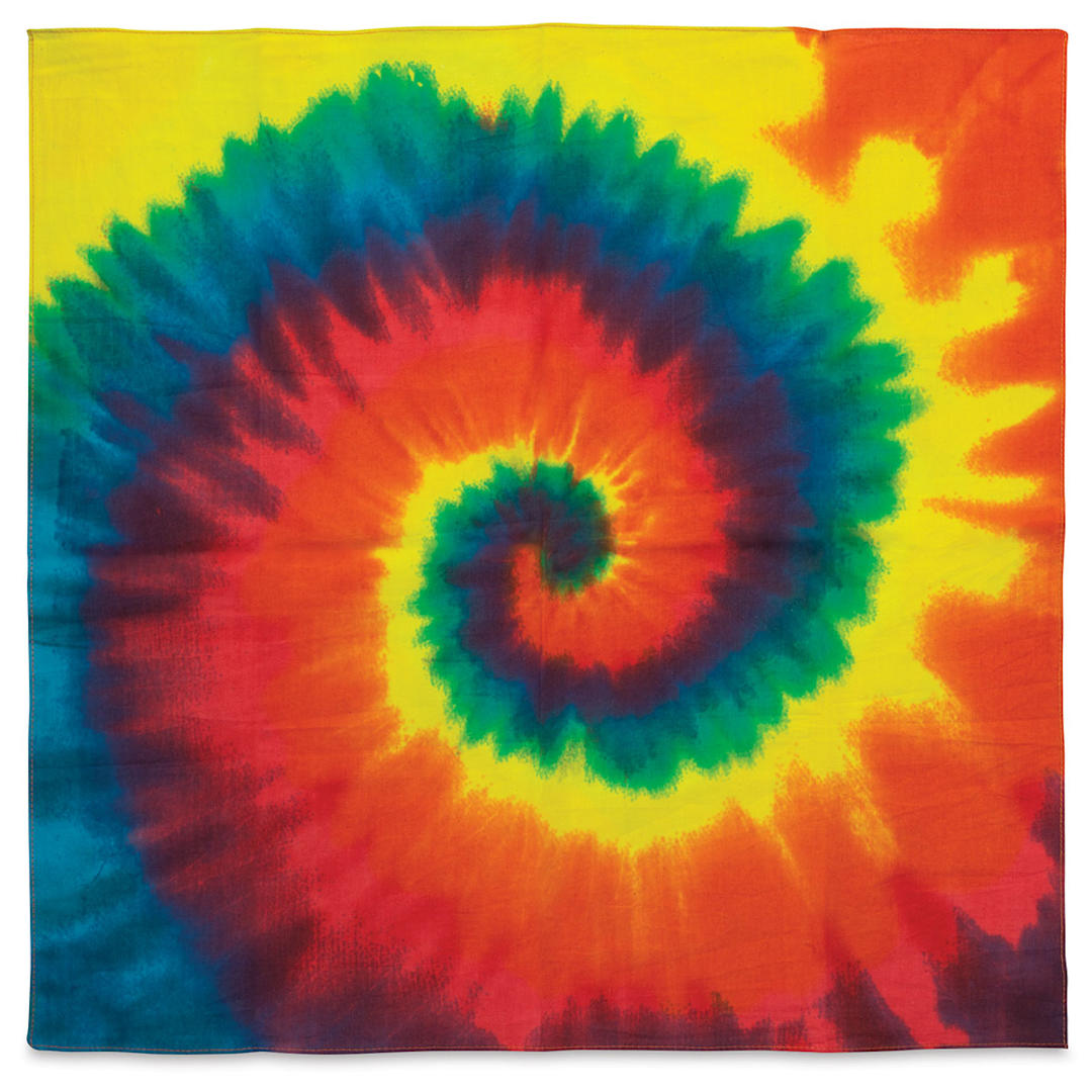 Open in modal - Carolina Tie Dye Bandana - Retro Burst bandana unfolded
