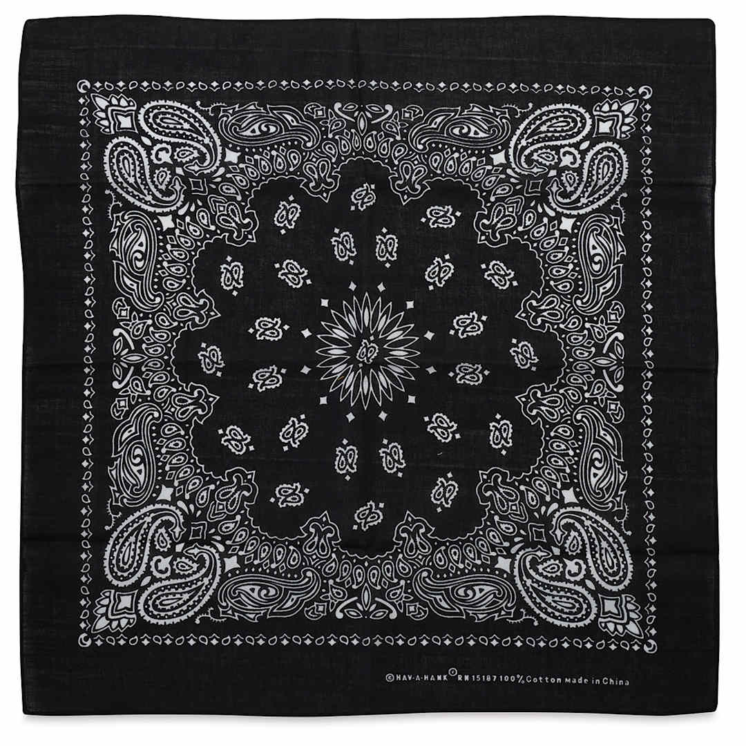 Open in modal - Carolina Paisley Bandanas - Full view of Black Bandana
