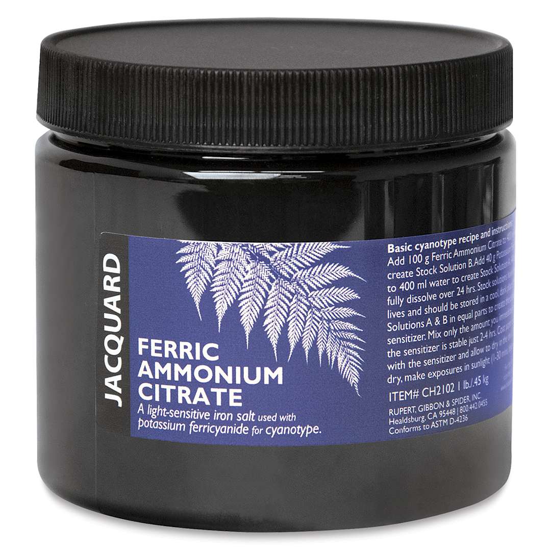 Open in modal - Jacquard Cyanotype - Ferric Ammonium Citrate. Front of jar.
