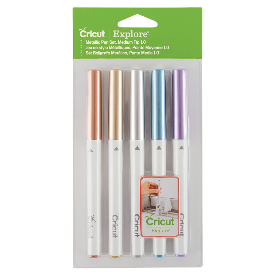 Open in modal - Cricut Pen Set - Front of blister package of Metallic Set of 5