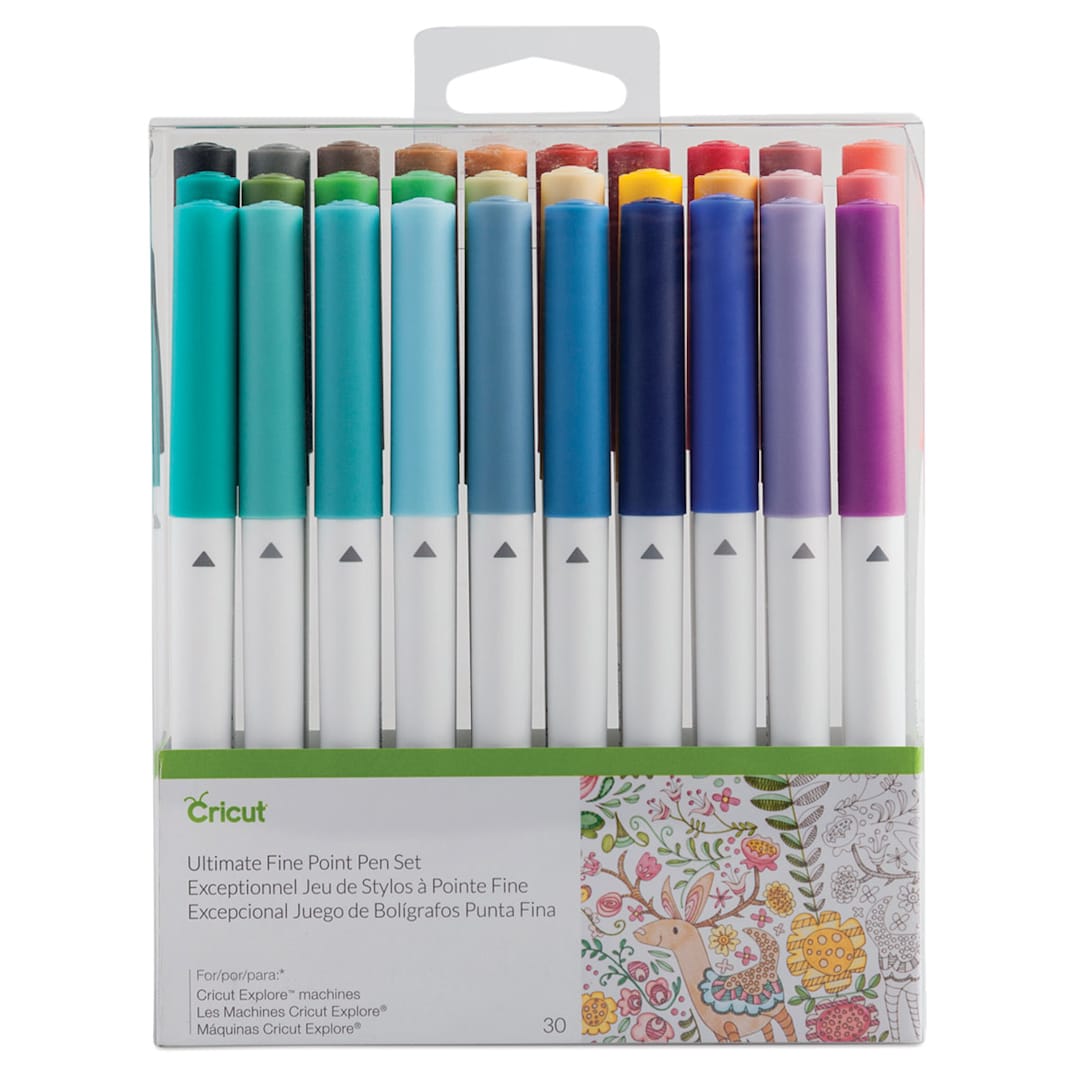 Open in modal - Cricut Pen Set - Front of package of Fine Point Pens Set of 30 