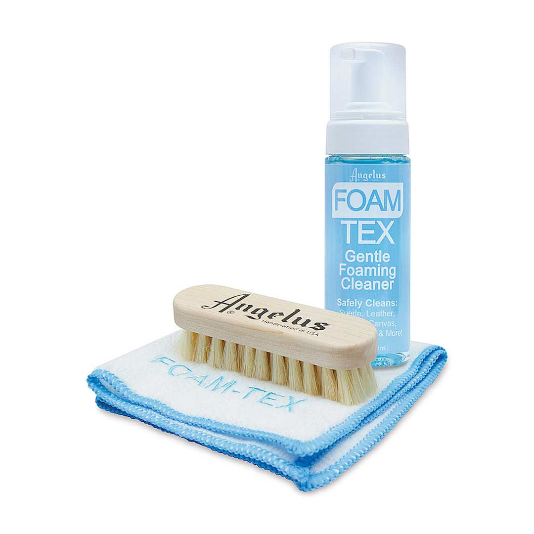 Open in modal - Angelus Foam Tex Kit - Cloth, Brush, and Cleaner together 

